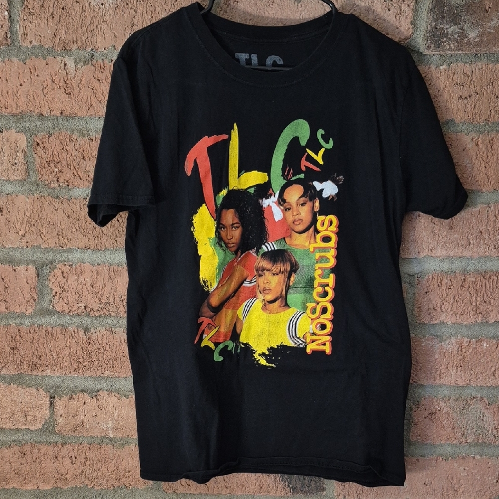 TLC Black Tee with Colorful Graphic Design